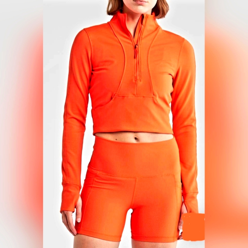 90 Degree By Reflex Orange Athletic Shorts And Top